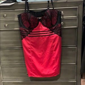 Pink and black baby doll gown